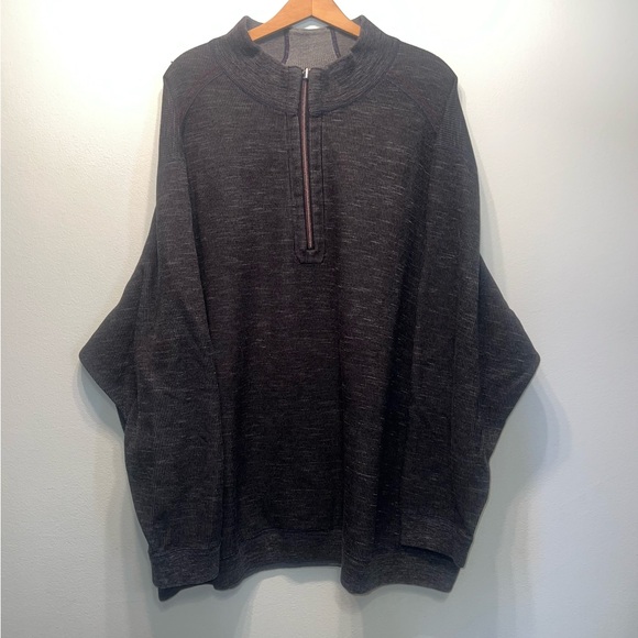Tommy Bahama Reversible 2XL Men Knit Sweater 1/4 Zip Gray Black Heavy LS Shirt - Picture 1 of 11